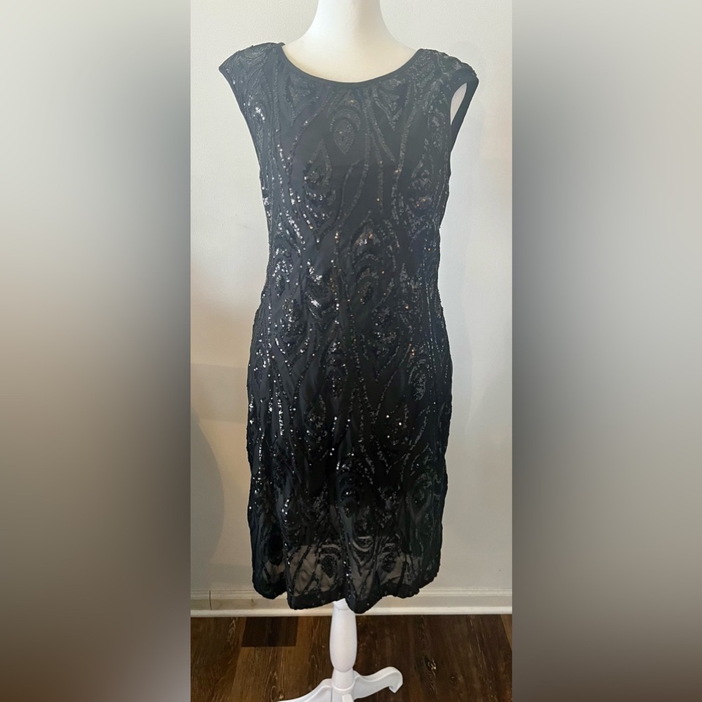 Connected Apparel Black Sequin Dress - Picture 1 of 7